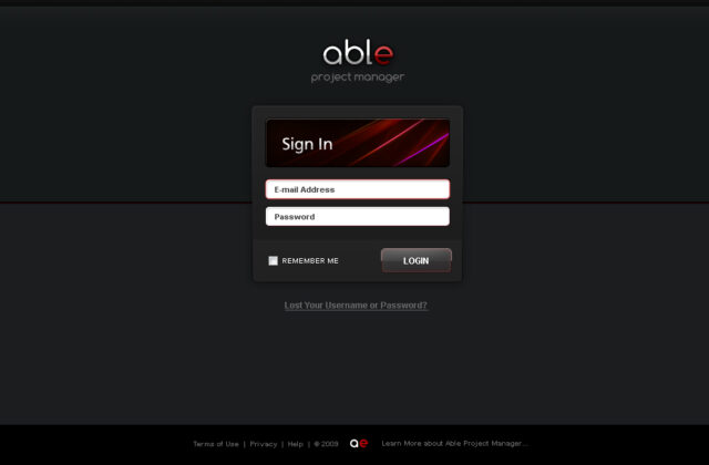 Able PM Login Page Design by Ocean5