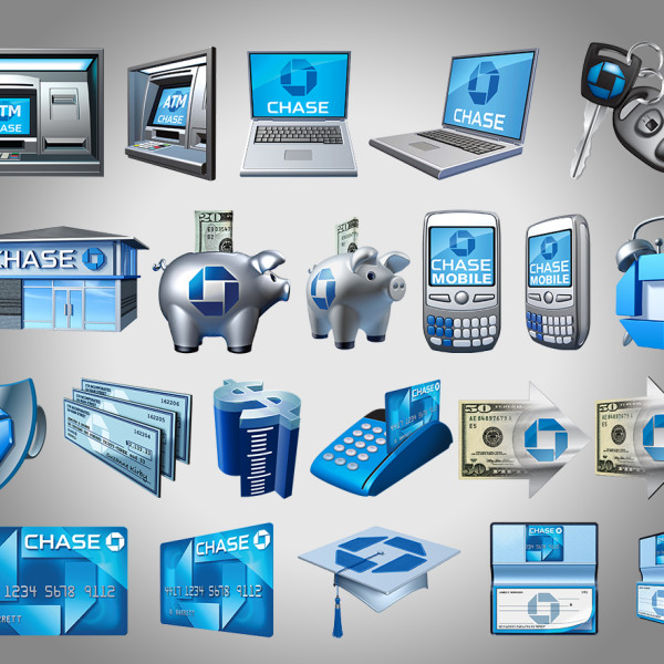 Chase branded banking icons by Ocean5