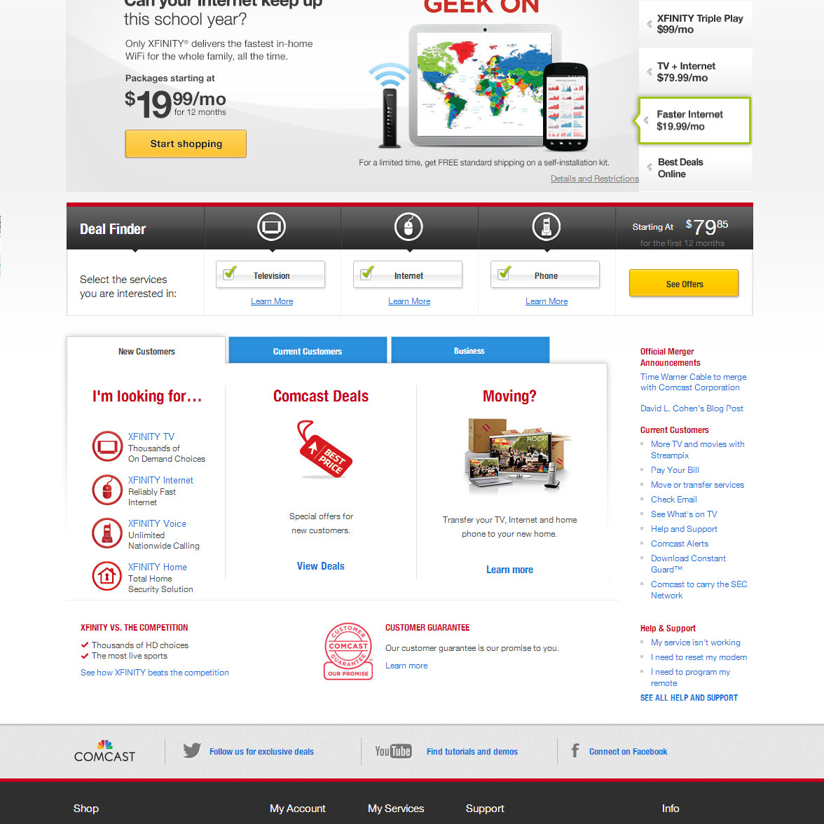 Comcast homepage design by Ocean5