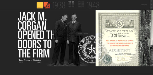 Corgan 75 homepage timeline design by Ocean5