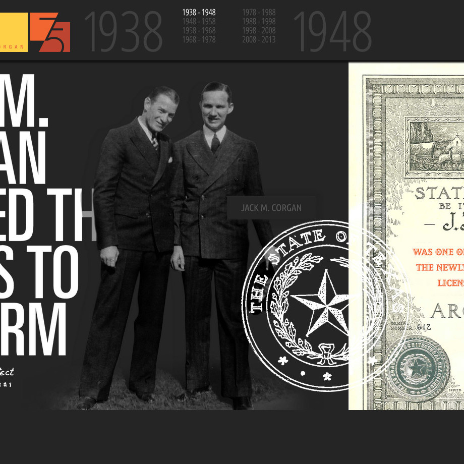 Corgan 75 homepage timeline design by Ocean5