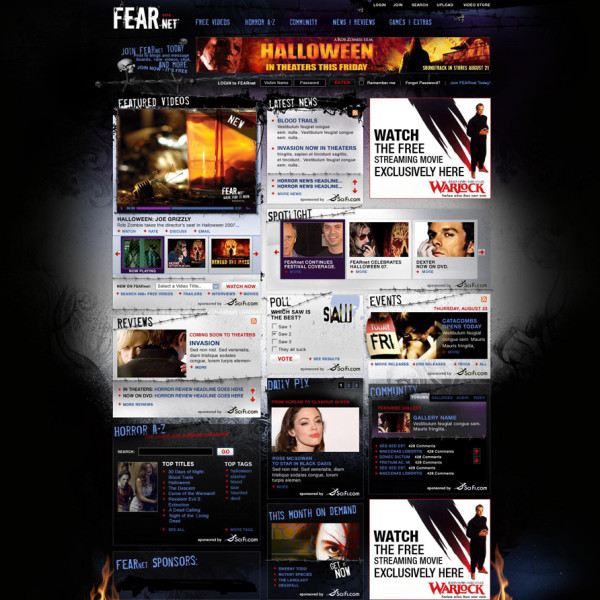 FEARnet homepage site design by Ocean5