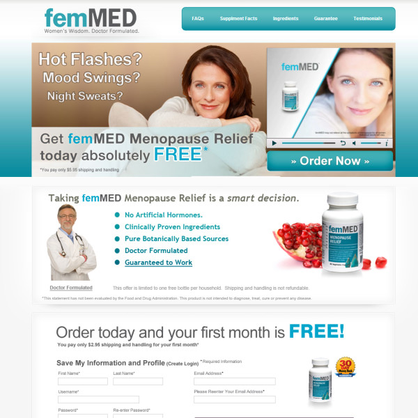 femMed direct response site design by Ocean5