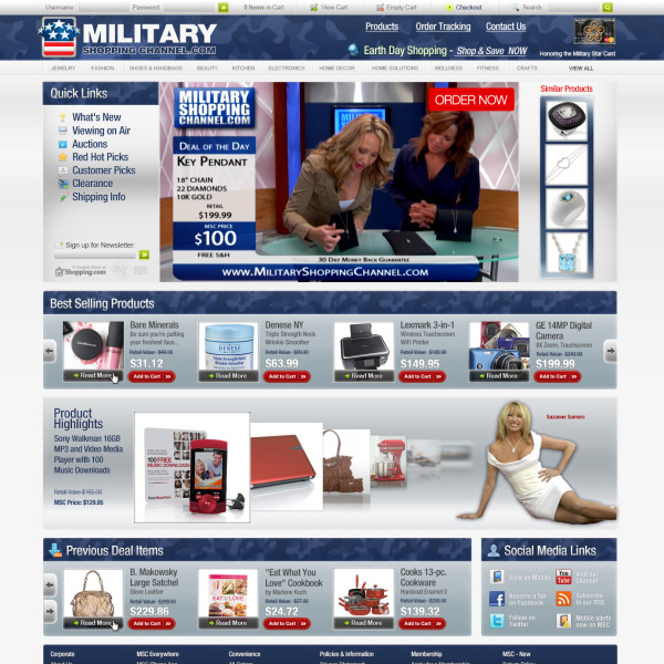 Military Shopping Channel site design by Ocean5