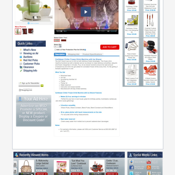 Military Shopping Channel products page design by Ocean5