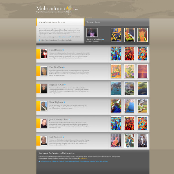 Multicultural Art homepage site design by Ocean5 Multicultural Art homepage site design by Ocean5